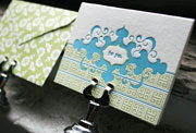 Paxi letterpress gift tags, blue, green,