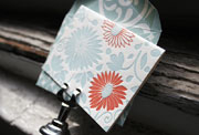 Delft letterpress gift tags, red, blue, flowers