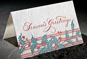 Holly letterpress holiday card