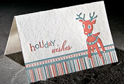 Reindeer letterpress holiday card