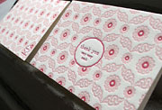 chiffon letterpress pink red thank you card