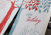 Tree happy birthday letterpress card