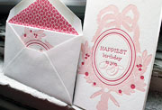 Trumeau sweet pink red letterpress birthday card