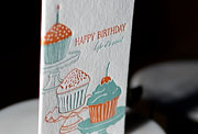Cupcakes letterpress printed birthday cards