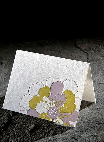 Bloom letterpress gift enclosure or eco place card