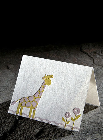 Giraffe child letterpress gift tags 