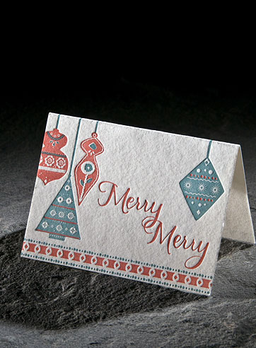 Ornaments letterpress holiday gift enclosure
