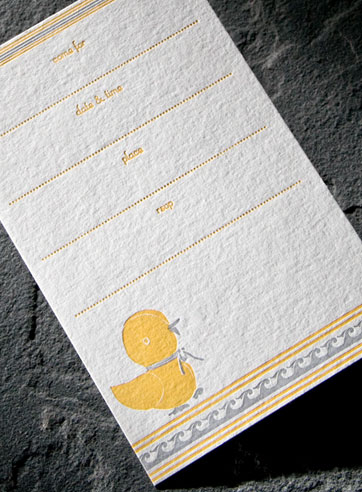 Ducky letterpress play date invitation 