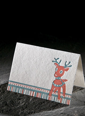 Reindeer letterpress holiday gift enclosure