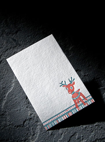 Reindeer letterpress holiday social note