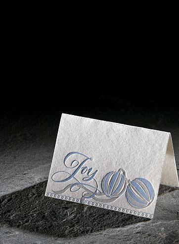 Joy letterpress holiday gift enclosure