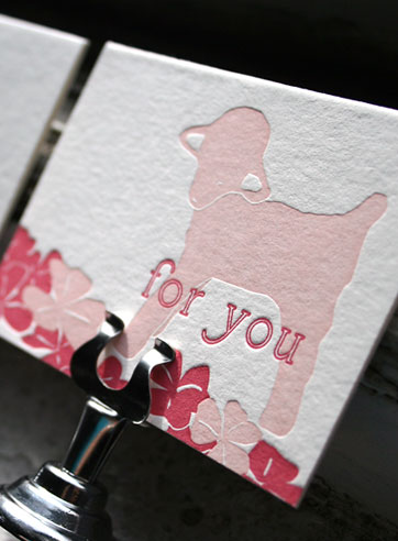 Lamby pink red baby letterpress gift tags