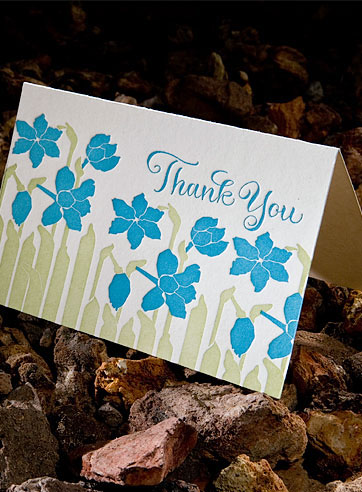 Garden calligraphy thank you note