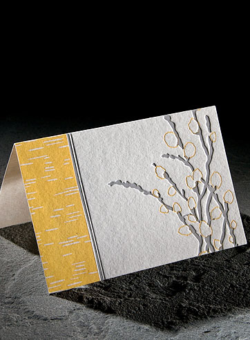 Willow letterpress bamboo note card (formerly 351U)