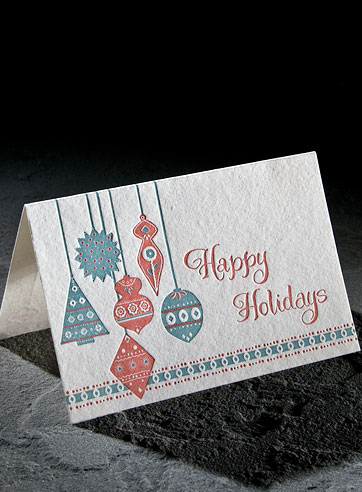 Ornaments letterpress holiday card