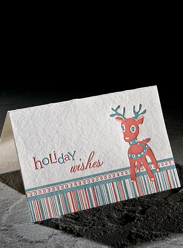 Reindeer letterpress holiday card