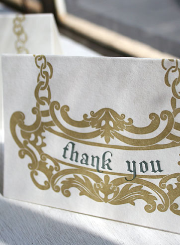Bourbon letterpress thank you card, gray, taupe, masculine, chain