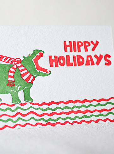 VIEW WIDE IMAGE hippy-holidays-letterpress folded-card