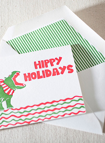 VIEW WIDE IMAGE hippy-holidays-letterpress folded-card
