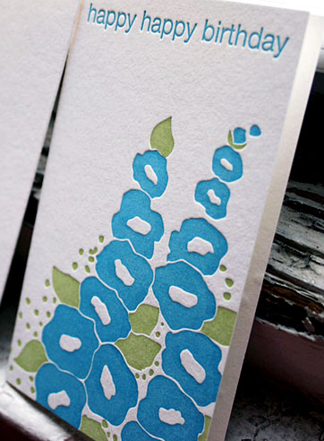 Flowers happy birthday letterpress card