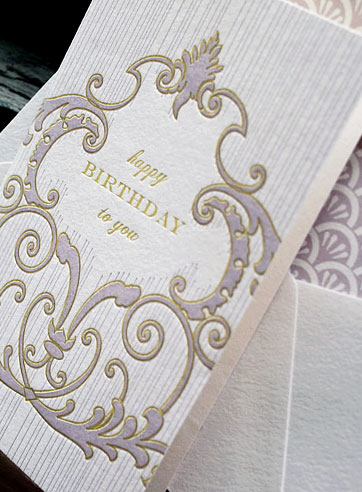 Scroll happy birthday letterpress card