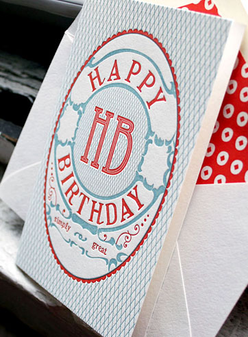 Simply happy birthday letterpress card