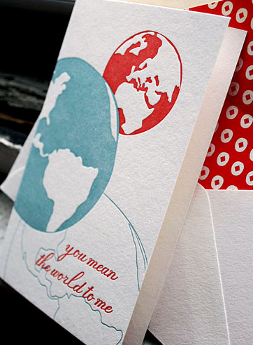 You Mean the World friendship letterpress card