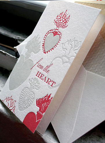 From the heart valentines day letterpress card