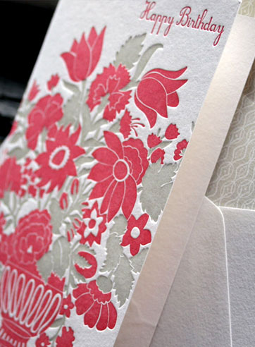 Bouquet happy birthday letterpress card