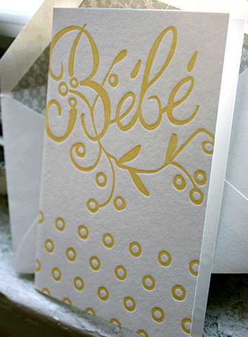 Bebe baby announcement letterpress card