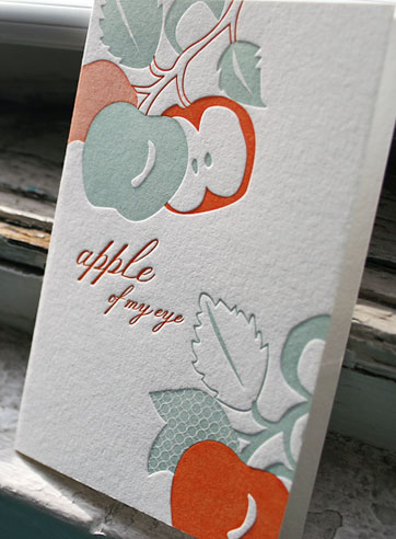 Apple of My Eye letterpress love card baby child
