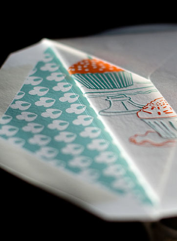 VIEW WIDE IMAGE Cupcakes letterpress printed birthday cards