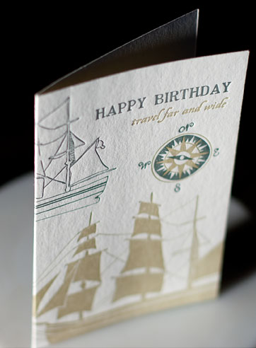 VIEW WIDE IMAGE Travel Far and Wide letterpress printed birthday cards