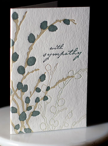 VIEW WIDE IMAGE Sympathy Willow letterpress printed sympathy cards