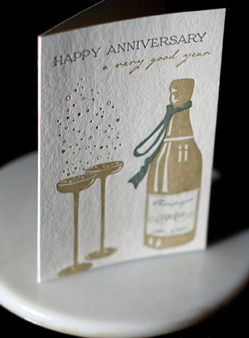 Bubbly letterpress printed anniversary cards