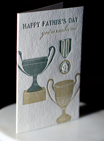 Trophy letterpress printed fathers day cards