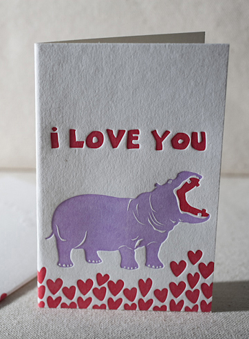 VIEW WIDE IMAGE hippo-love-letterpress-folded-card