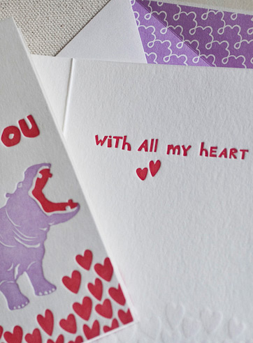 VIEW WIDE IMAGE hippo-love-letterpress-folded-card