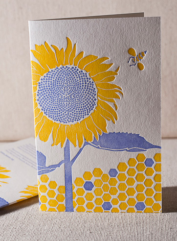 VIEW WIDE IMAGE sunflower-letterpress-folded-card