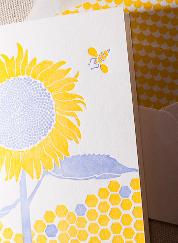 VIEW WIDE IMAGE sunflower-letterpress-folded-card
