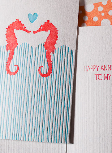 VIEW WIDE IMAGE seahorse-anniversary-letterpress-folded-card