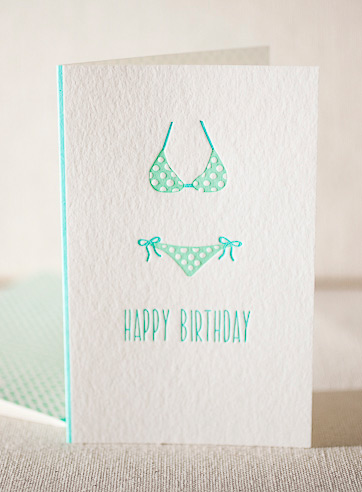 VIEW WIDE IMAGE bikini-birthday-letterpress-folded-card