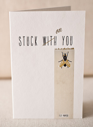 stuck-on-you-letterpress and foil-folded-card
