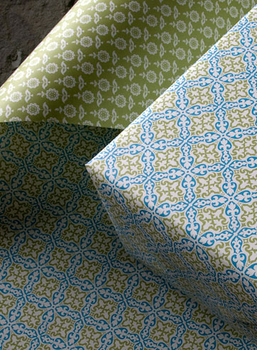 Julep green and blue recycled gift wrap 