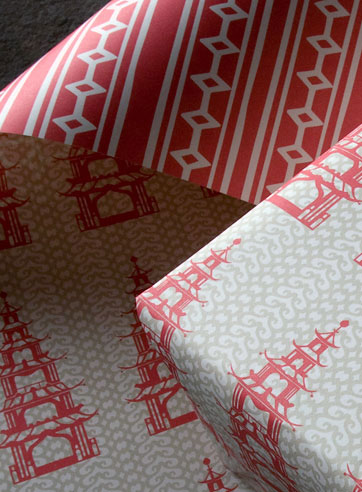 Pavilion red recycled wrapping paper