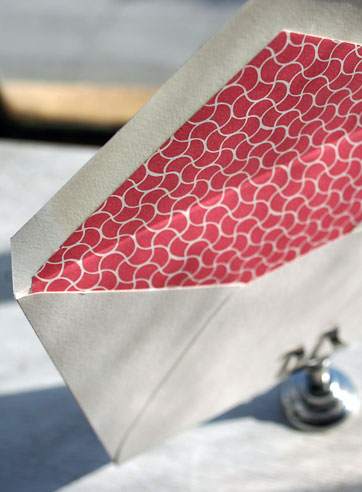 chiffon letterpress pink red thank you card