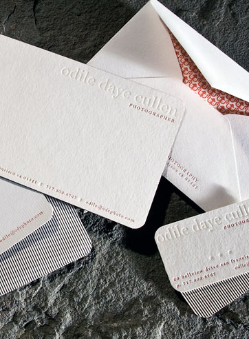 VIEW WIDE IMAGE Nass personalized letterpress stationery, business cards, letterhead, orange, brown