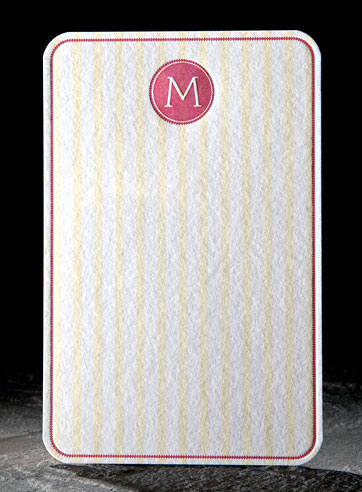Seine monogram letterpress stationery, business cards, stripes, yellow, pink