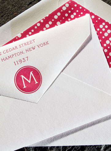 Seine monogram letterpress stationery, business cards, stripes, yellow, pink