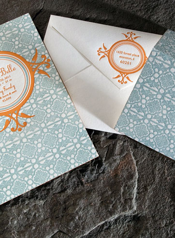 Tallulah personalized letterpress stationery, business cards, baby announcement 